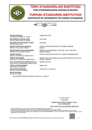COPA TS EN 442 TSE Belgesi 2024-2025